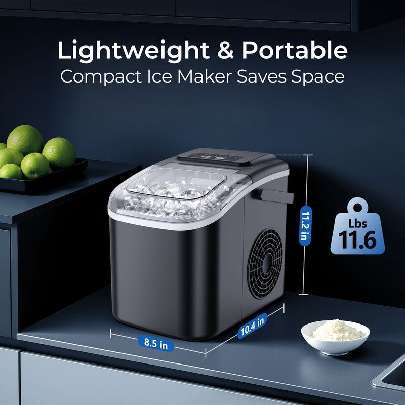 Countertop Ice Maker – 8 Cubes in 6 Mins, 26lbs/Day, Self-Cleaning Ice Machine7