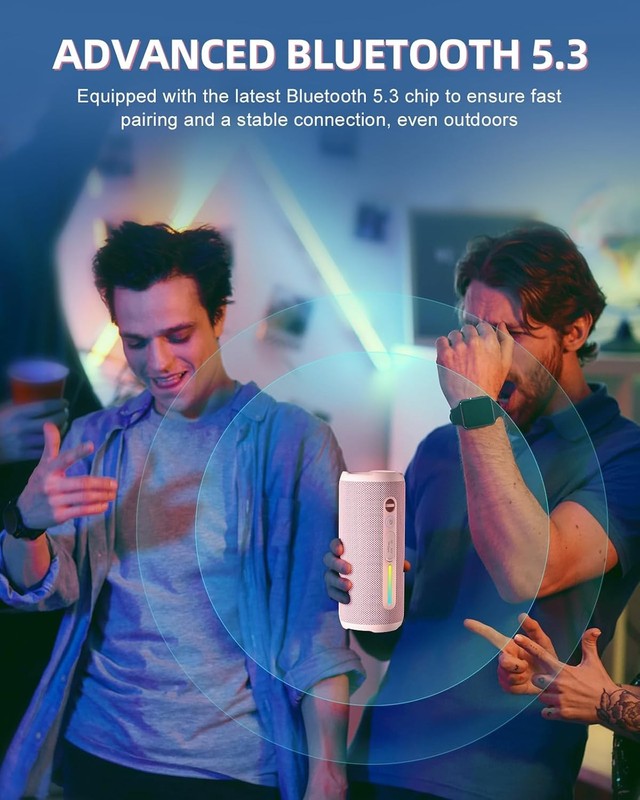 24W Bluetooth Speaker, IPX7 Waterproof, Extra Bass, RGB Lights, 30H Playtime4