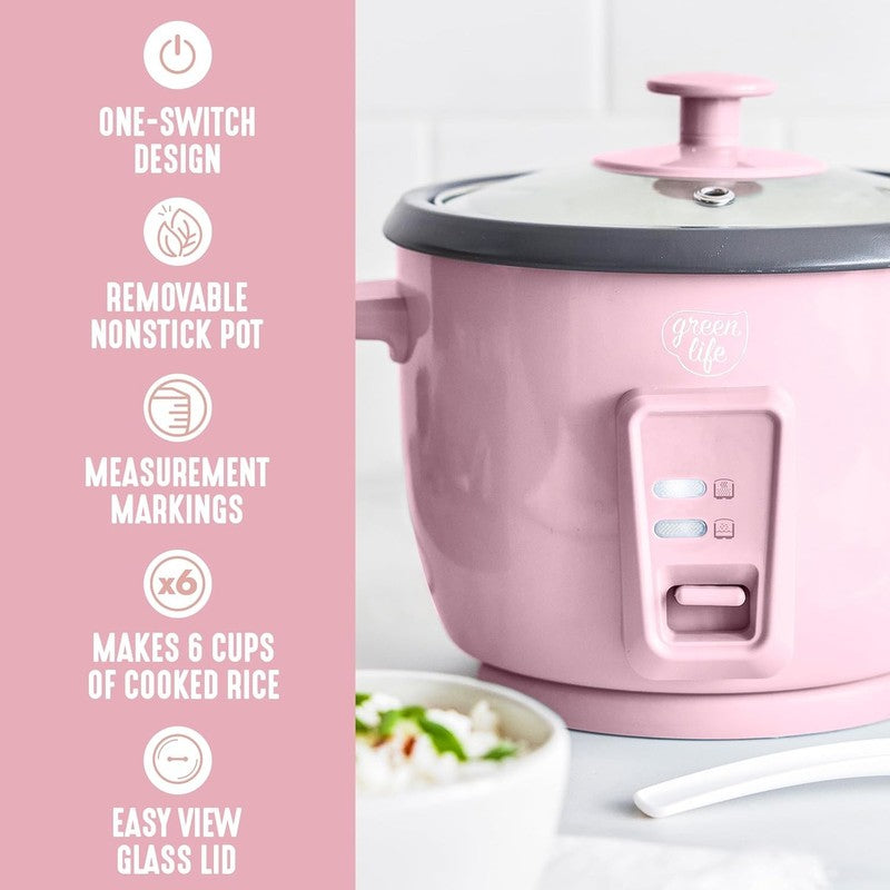 Rice Cooker 3-Cup PFAS-Free Ceramic Removable Pot Pink Multicooker4