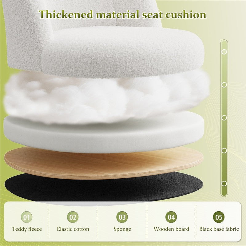Vanity Chair Height Adjustable Desk Chair with Wheels, Armless Office Chair with3