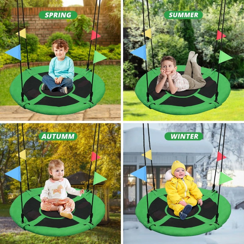 40" Saucer Tree Swing for Kids & Adults, Adjustable Rope Flying Seat, Green6
