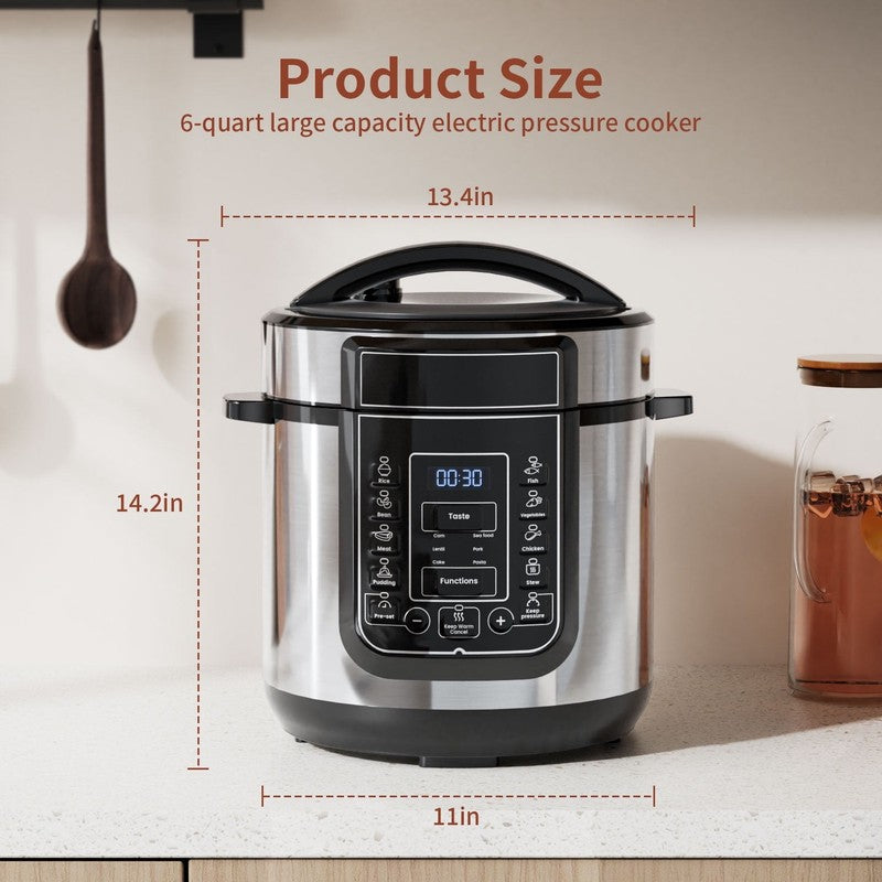 6Qt 9-in-1 Electric Pressure Cooker 14 Presets Multi-Function Stainless1
