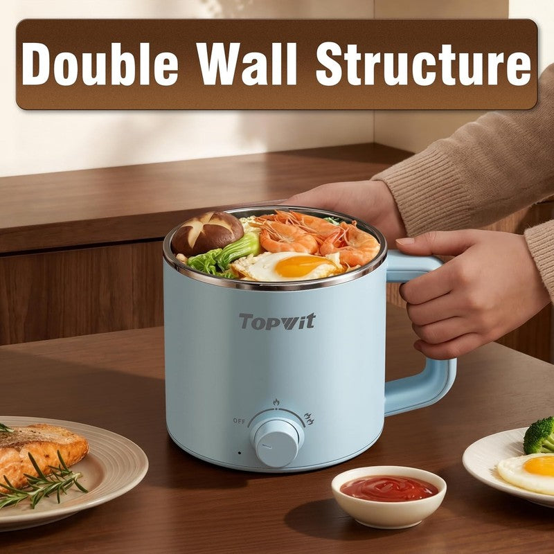 1.6L Electric Hot Pot Ramen Cooker Multifunctional Boil Dry Protection Blue4