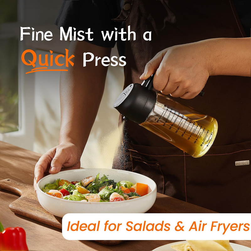 16oz Glass Olive Oil Sprayer 2 in 1 Dispenser Bottle Air Fryer BBQ Black1