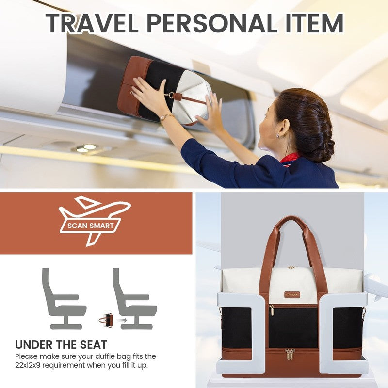 Women Travel Duffel Bag Large Weekender Gym Bag Shoe Compartment Packing Cubes1
