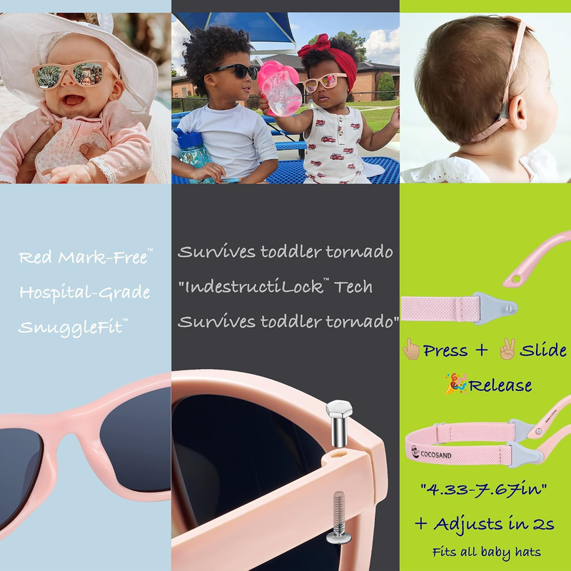 Polarized Baby Sunglasses UV400 Flexible Strap Infant Toddler 0 24 Months4