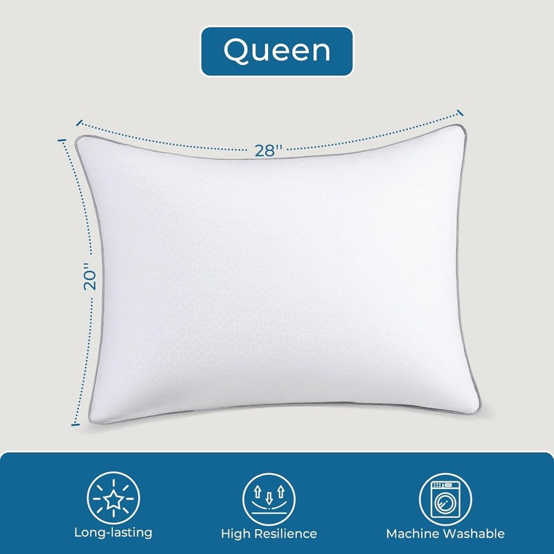 Pillows Queen Size Set of 2, Down Alt, Hotel Quality, for All Sleepers, Washable6
