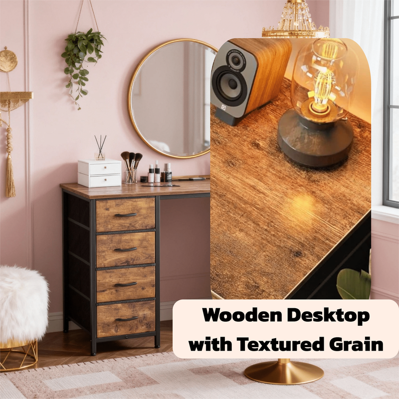 47 Inch Computer Desk with 8 Fabric Drawers, Home Office Desk Workstation for St6