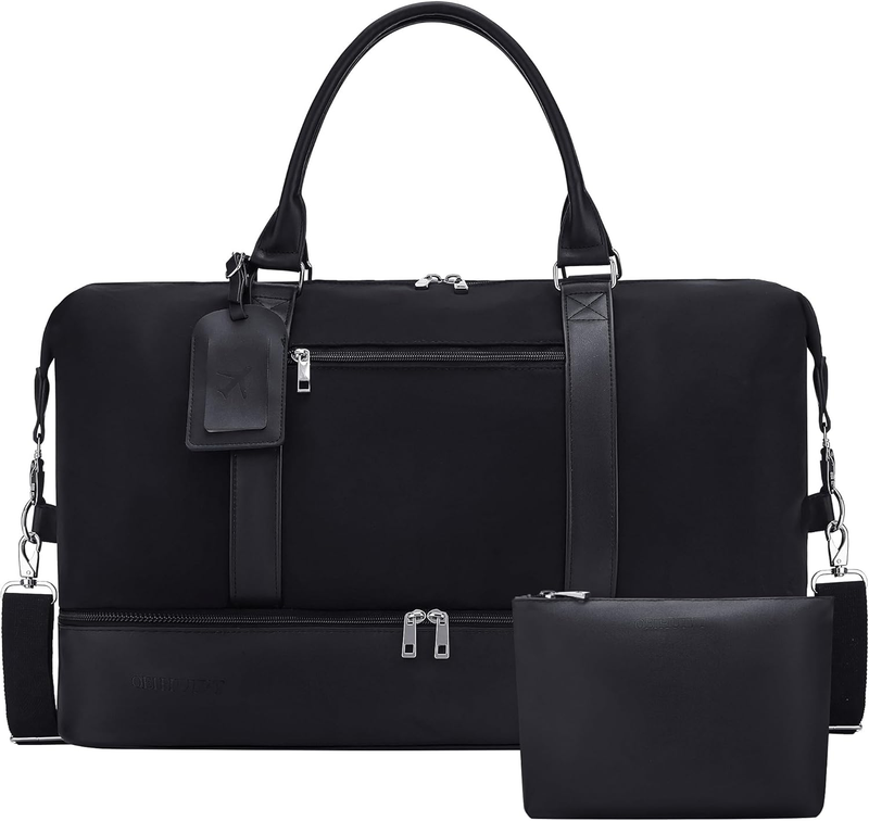 21in Women Weekender Duffle Bag 2Pc Canvas Leather Carry On Shoe Compartment8