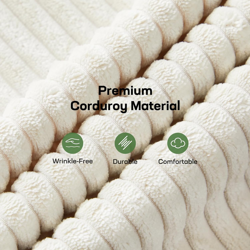 66in Futon Sofa Bed Convertible Corduroy Sleeper Loveseat Adjustable Cream White7
