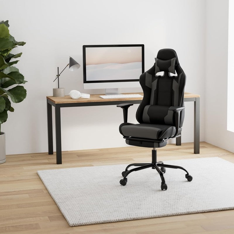 Ergonomic High-Back Gaming Chair with Lumbar Support - Grey PU Leather1