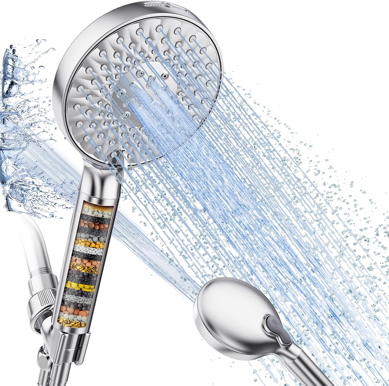 Filtered Shower Head Combo w/ Handheld High Pressure 9 Spray Mode for Hard Water0