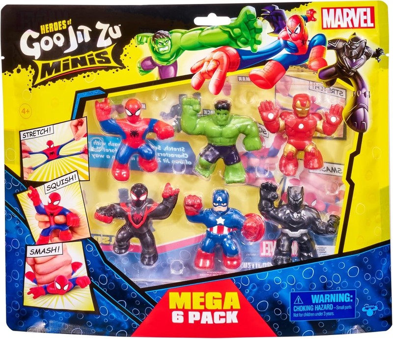 Marvel Mega Mini 6 Pack Squishy Stretchy Superhero Toy Set1