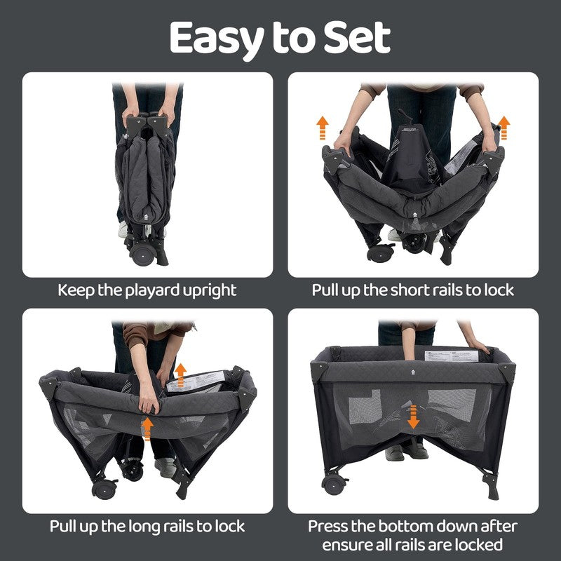 4 In 1 Baby Playard with Bassinet & Changing Table for Newborn9