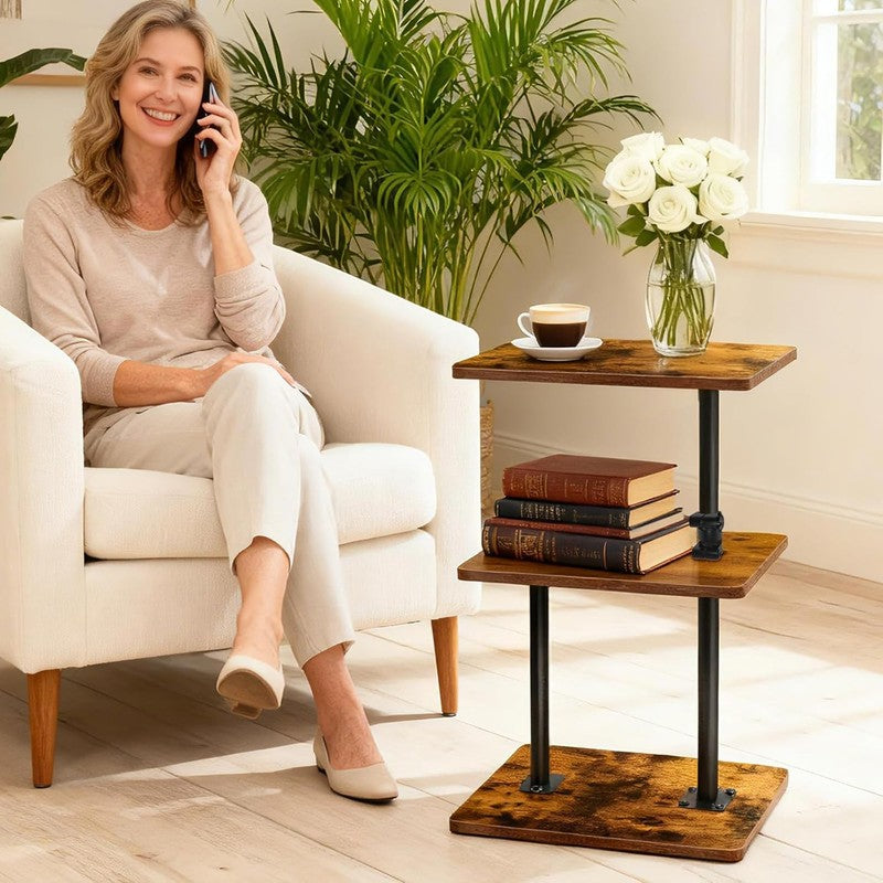 2-Pack Swivel Side Tables Adjustable End Tables with Shelf Small Spaces1