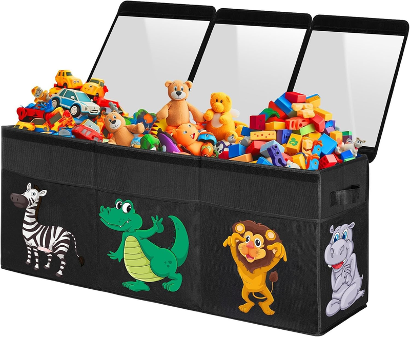 Extra Large Toy Box Collapsible Dinosaur Storage Organizer Kids Bin Black0