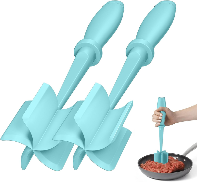 2 Pcs Meat Chopper Hamburger Grinder Ground Beef Masher Nylon Safe Aqua11