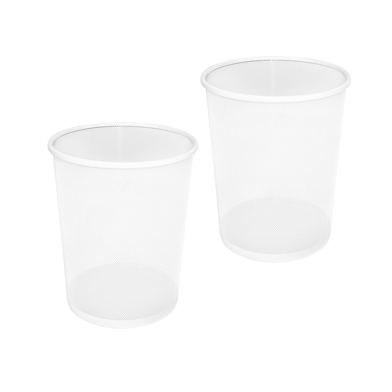 2-Pack 6 Gallon Steel Mesh Trash Cans, White Round Wastebaskets for Home/Office9