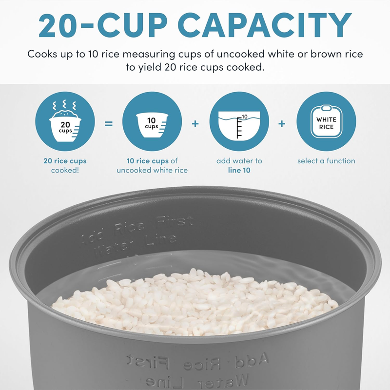 Housewares 5Qt 20 Cup Digital Rice Cooker Steamer Slow Cooker 10 Modes5