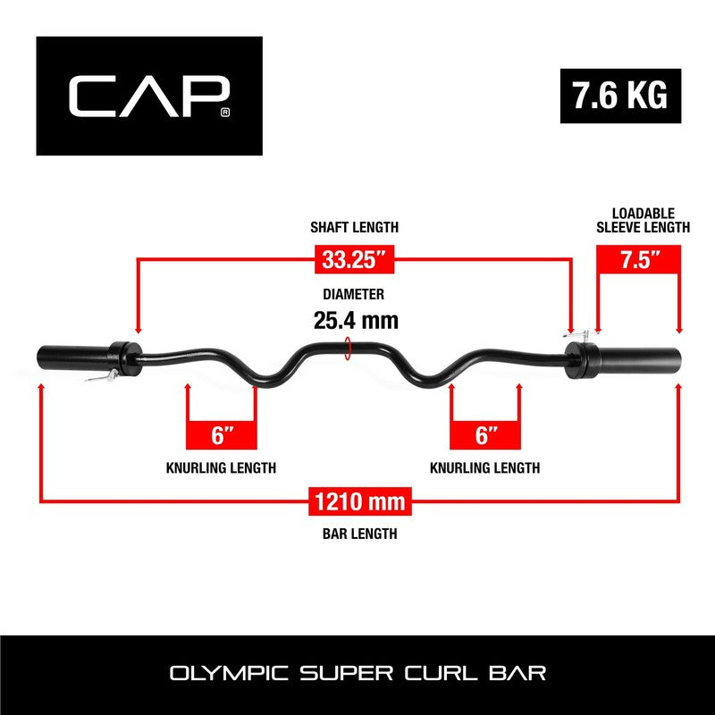 Barbell 48 In. Olympic Super Curl Weight Bar, Black1