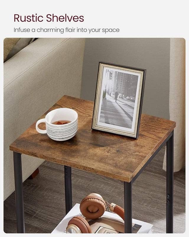 Set of 2 Side Tables Small End Tables Nightstand Living Room Bedroom Brown/Black6