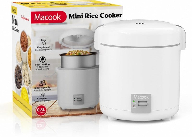 Mini Rice Cooker 1 1.5 Cups, Nonstick Pot, One Touch & Keep Warm, White Cooker7