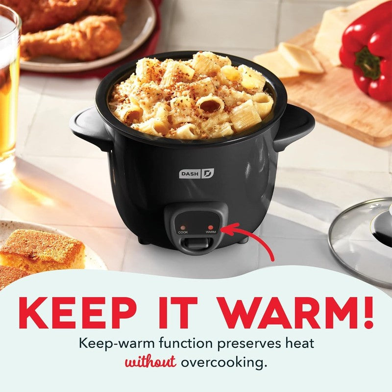 Mini Rice Cooker 0.5Qt Steamer Nonstick Pot Keep Warm Function Black2