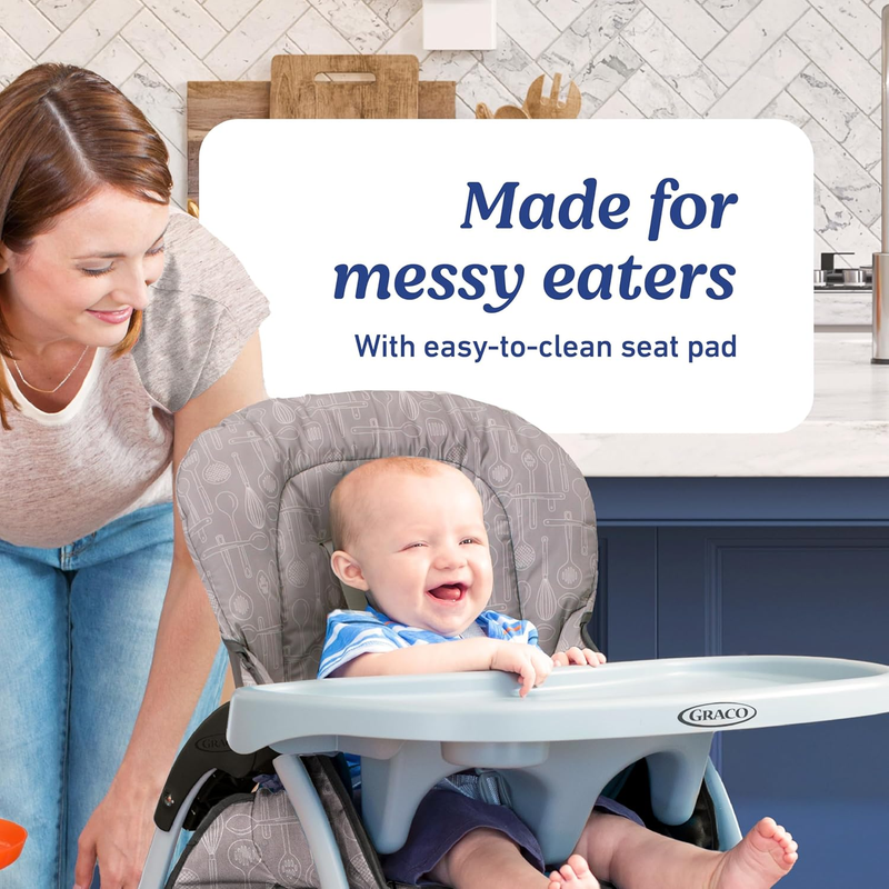 Slim Snacker High Chair, Ultra Slim, Fast-Folding, Multiple Recline Positions, C2