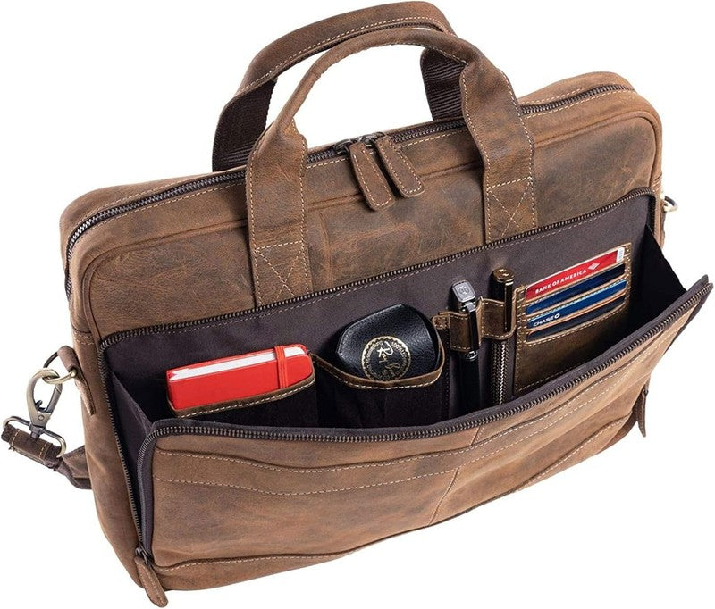 Leather Briefcase 18 Inch Laptop Messenger Bags for Men and Women Best Office Br3