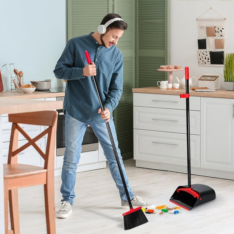 Broom and Dustpan Set for Home,Upright Broom and Dustpan Combo Sweep Set4