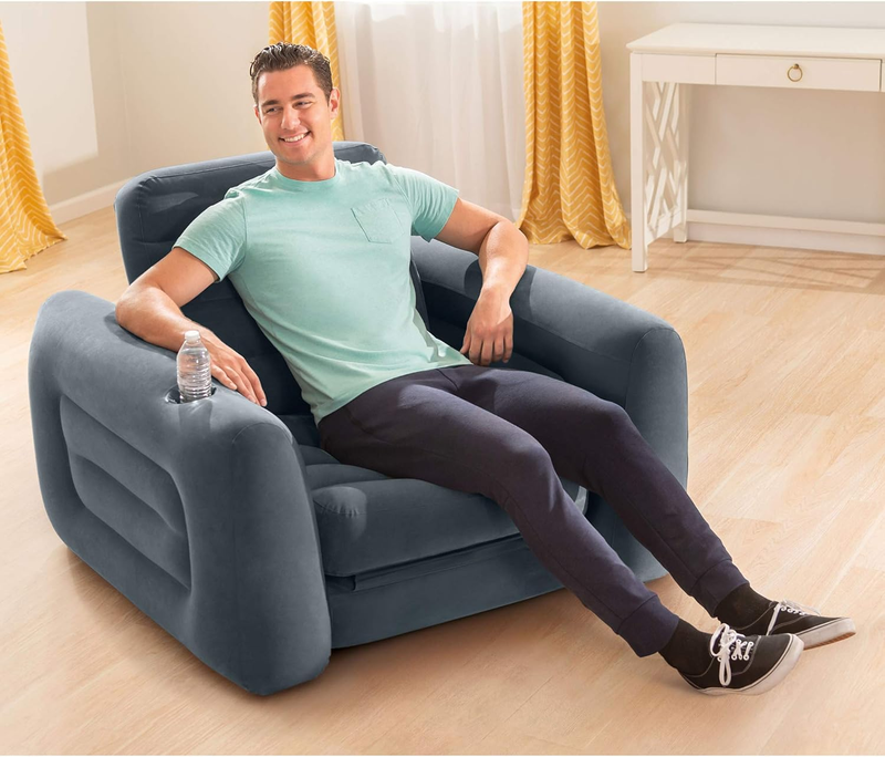 66551EP Inflatable Pull-Out Chair: Built-In Cupholder – Velvety Surface – 2-In-18