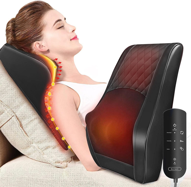 Back Massager with Heat, 3D Kneading Massage Pillow for Back, Neck, Shoulder, Le0