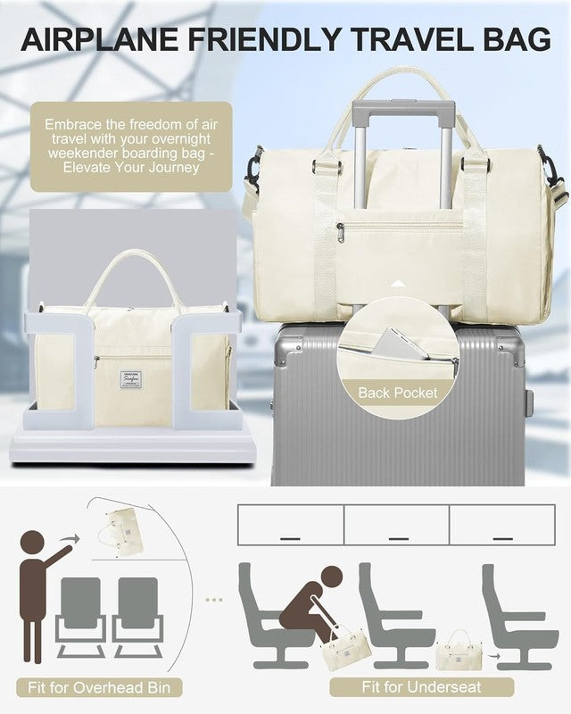 Gym Bag Unisex Shoe Compartment Wet Pocket Travel Duffel Tote Carry On Yoga Swim7