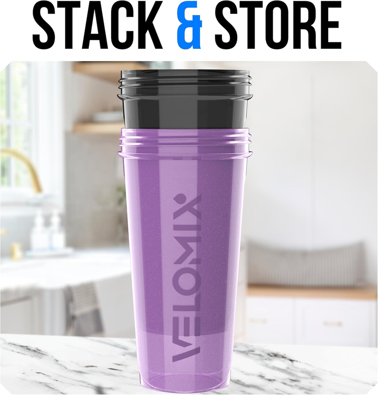 2 Pack 28oz Protein Shaker Bottles Wire Whisk Leakproof Purple Black5