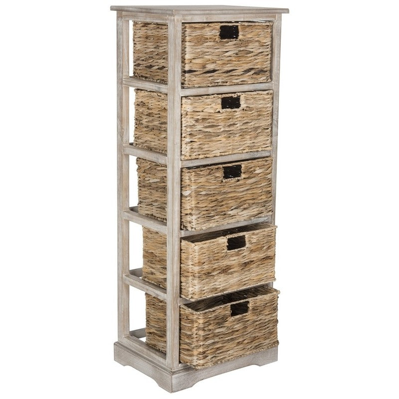Vedette Winter Melody 5-Drawer Wicker Storage Tower - Stylish & Functional1