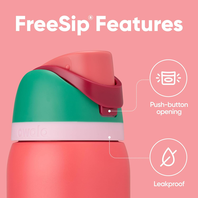 Owala FreeSip 32oz Stainless Steel Water Bottle Straw Insulated Strawberry3