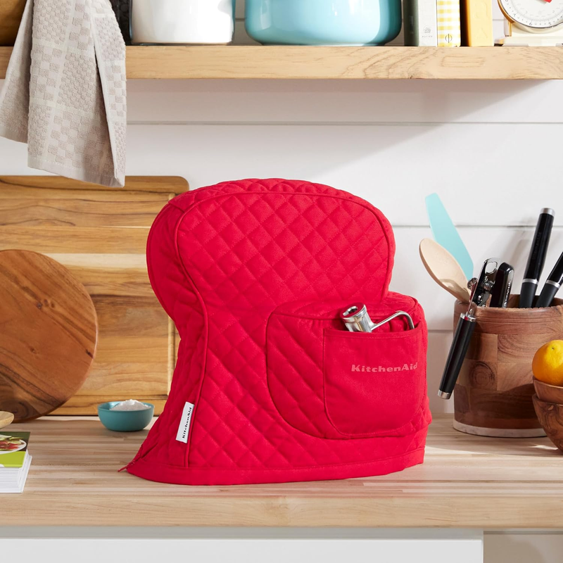 KitchenAid Tilt Head Stand Mixer Cover Quilted Cotton Storage Pocket Red1