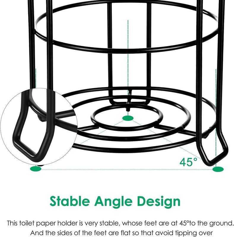 Free Standing Toilet Paper Holder with Storage for 3 Spare Rolls   Black4