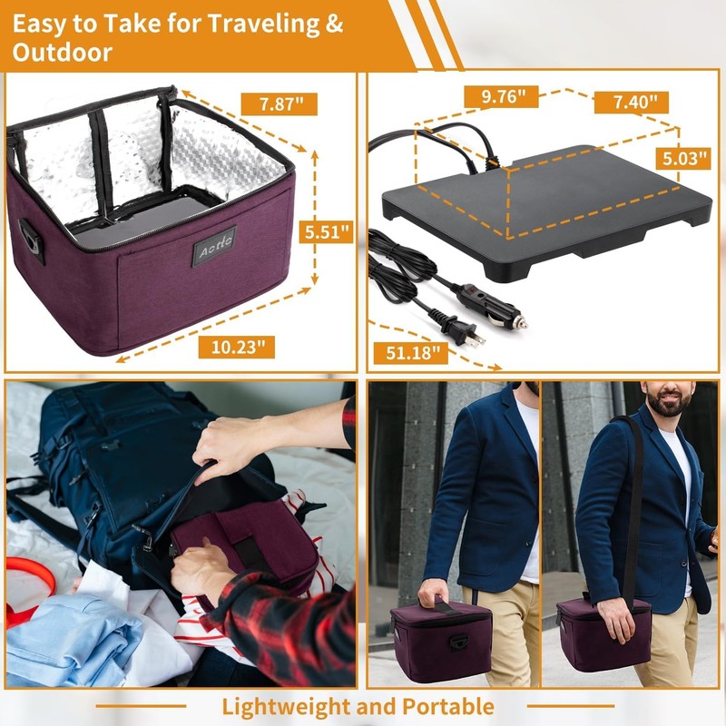 Portable Electric Lunch Box Oven Food Warmer 3 in 1 12V 24V 110V Deep Purple3