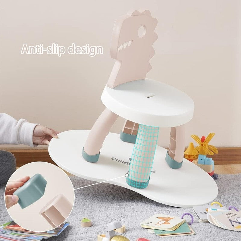 Toddler Dino Chair Plastic Kids Chair Ergonomic Step Stool Indoor Outdoor Pink7