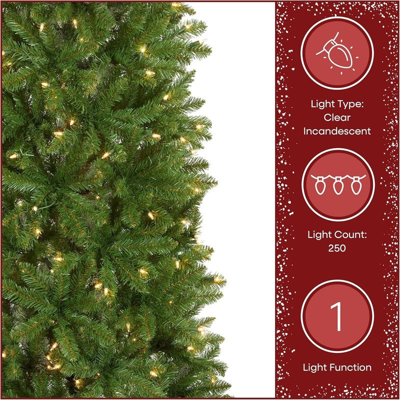 Pre-Lit Kingswood Fir Slim Christmas Tree 6.5Ft  250 Clear Lights Green5