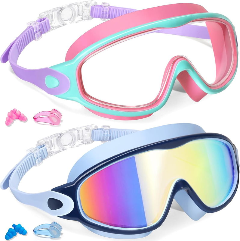 2 Pack Youth Swim Goggles Boys Girls Anti Fog UV Pool Swim Gear0