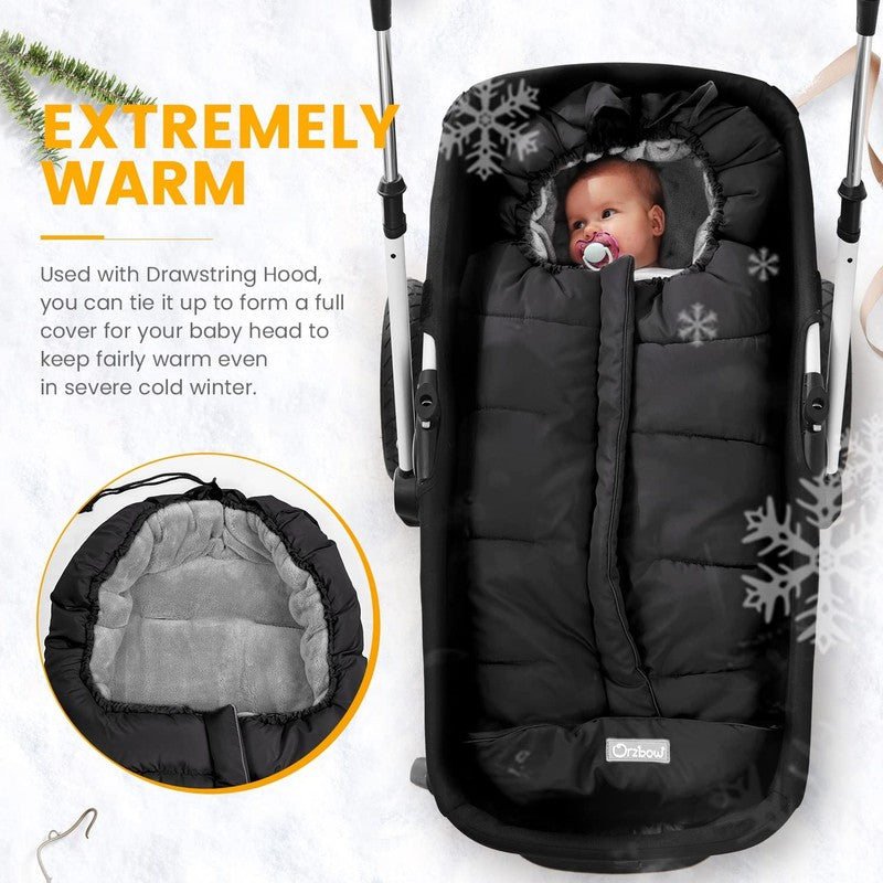 Universal Stroller Bunting Bag, Warm Waterproof Toddler Footmuff, Black L4