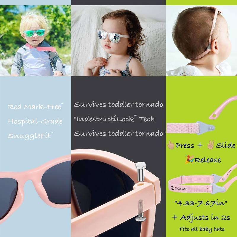 Polarized Baby Sunglasses UV400 Flexible Strap Infant Toddler 0 24 Months4