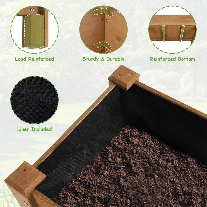 33" Raised Garden Bed Planter w/ Shelf – Wooden Herb & Vegetable Box2