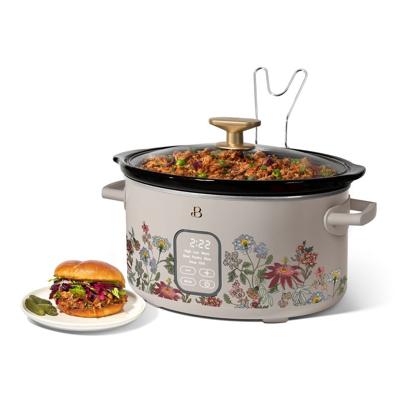 6 Qt Programmable Slow Cooker, Wildflower Porcini Taupe by Drew Barrymore9