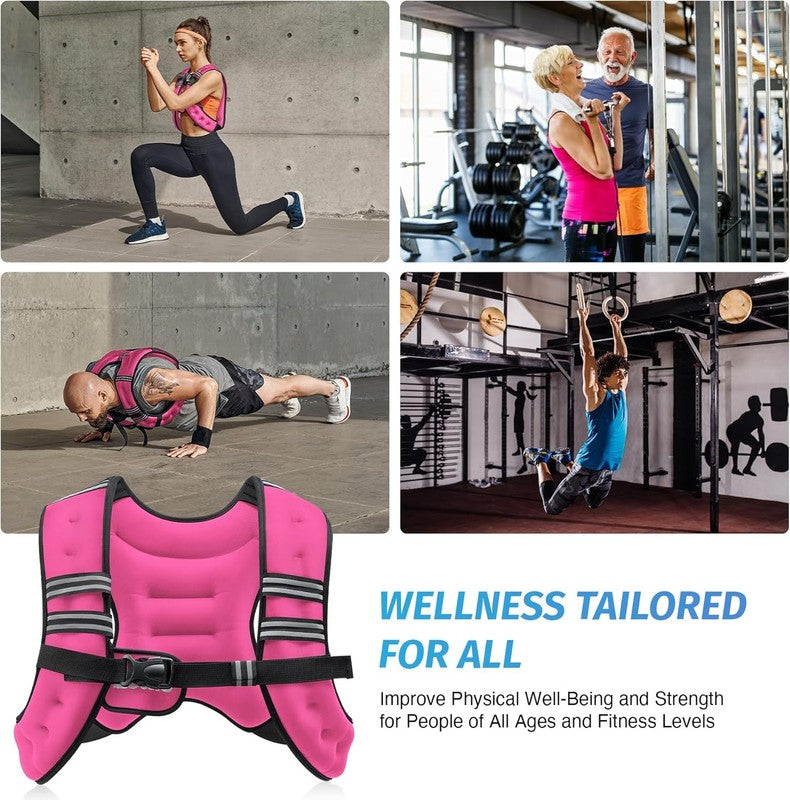 Weighted Vest 12Lb Reflective Stripe Workout Strength Training Fitness Pink5