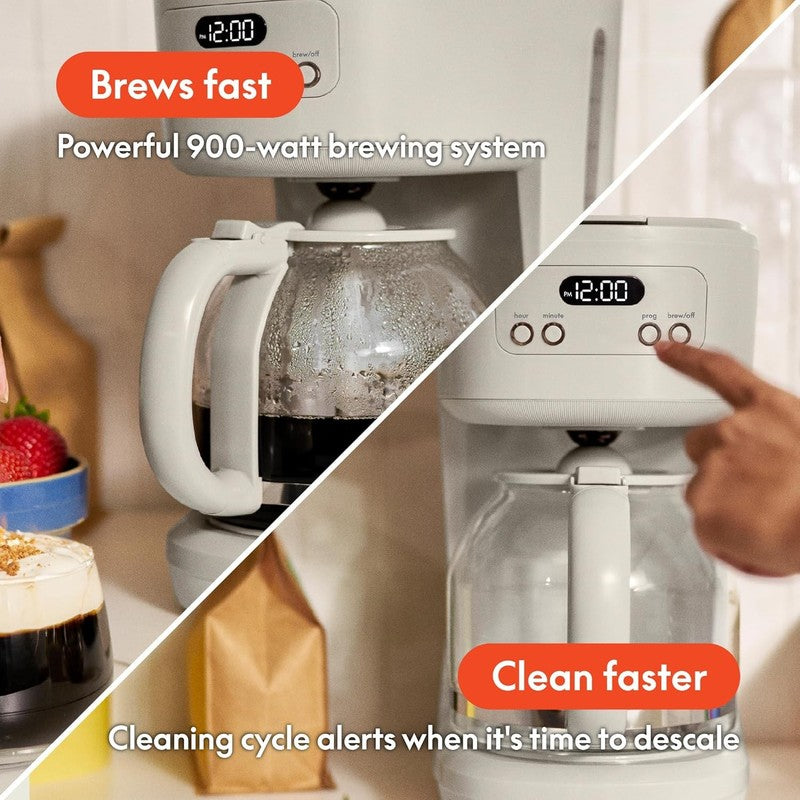 12 Cup Programmable Coffee Maker LCD Auto Shutoff 900W Oatmilk3