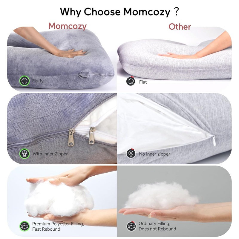 57in U Shaped Pregnancy Pillow Full Body Maternity Pillow Gray5