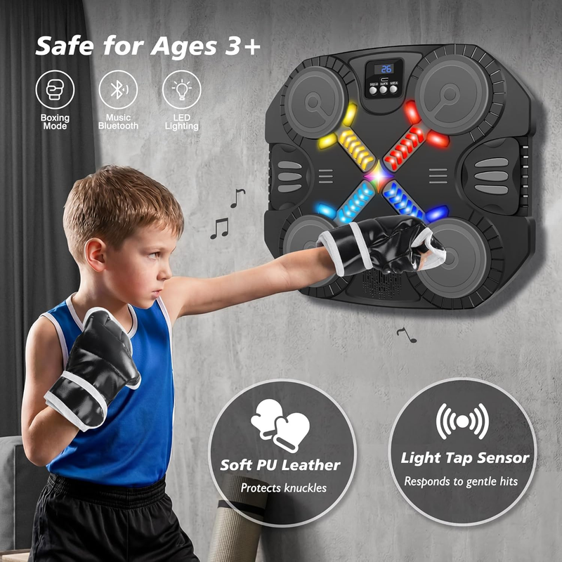 Music Boxing Machine Bluetooth Punching Target Wall Mount w/ Gloves Toy4